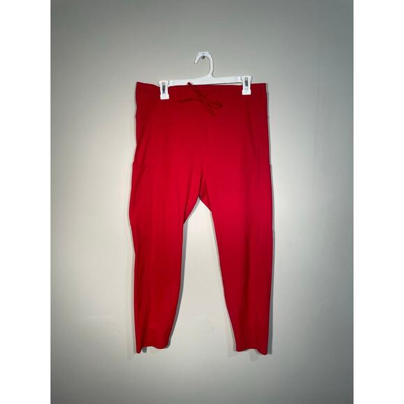 Zyia Active Red Drawstring Waist Cropped Leggings Size 16/18 - Picture 1 of 9
